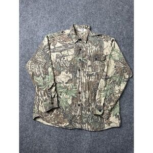 Mens Shirt Sport A Field Realtree Camo Button Front Long Sleeve, Size XL